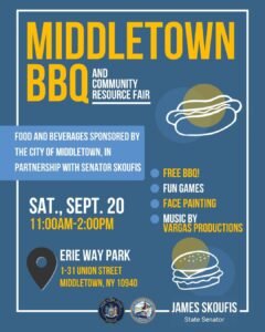Senator Skoufis’ Middletown BBQ & Community Resource Fair! @ Erie Way Park