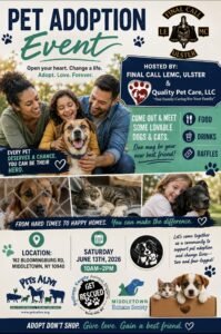 Pet Adoption Event by Final Call Event, Ulster & Quality Pet Care @ Quality Pet Care LLC