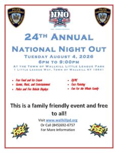 24TH ANNUAL NATIONAL NIGHT OUT @ Town of Wallkill Little League Park